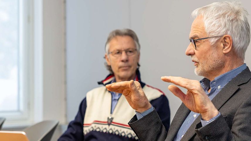 SGO-Stiftungsratspräsident Christian Brantschen (links) und VR-Präsiden Gian Melcher im Interview mit der EP/PL. Foto: Marlon Tramèr, Gammeter Media