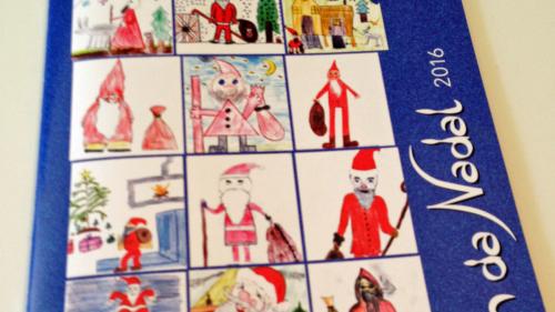 Ils disegns dals victuors da la concurrenza da disegnar da l’on passà orneschan il frontispizi dal Dun da Nadal (fotografia: Annatina Filli).