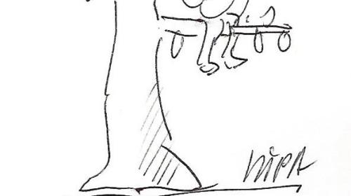 Tipica figüra da comic da Jürg Parli: Il sfarinel sül bös-ch (illustraziun: mad).