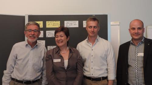 Il president da la Lia Rumantscha, Johannes Flury, quia insembel cun Anna-Alice Dazzi, Urs Cadruvi e Gion Capeder, d’eira cuntaint culla Dieta (fotografia: Selina Bisaz). 