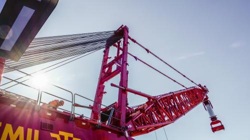 Der Liebherr Raupenkran LR 11000 der Firma Emil Egger AG ist der leistungsstärkste Kran der Schweiz. Foto: Jon Duschletta