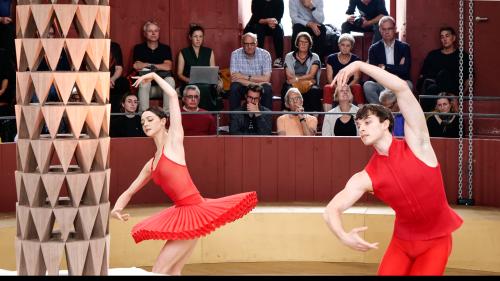 Die erste Solistin des Bayerischen Staatsballetts Madison Young und Tänzer Severin Brunhuber umtanzten das Modell «Ospizio». Foto: Jon Duschletta