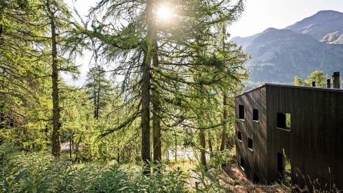 Einem Findling gleich ruht das Wohnhaus im Lärchenwald von St. Moritz. «Ich wollte kein Haus, welches nach aussen schreit, im Gegenteil. Dieses soll mit der Zeit ganz in der Landschaft verschwinden», sagt der Bauherr. Fotos: Alex Filz