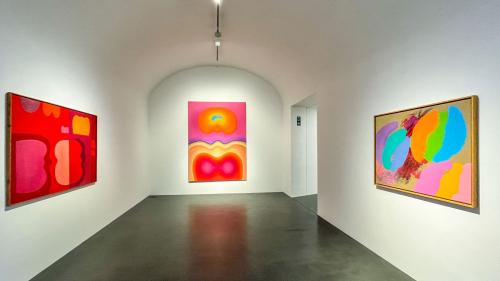 Diese drei Werke bilden 48 Jahre künstlerisches Schaffen zwischen 1967 (links) und 2015 (rechts) von Ilona Keserü ab. Fotos: Jon Duschletta