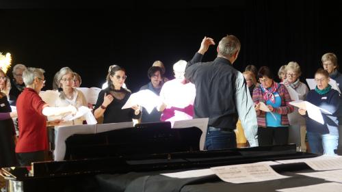 Var 100 persunas han chantà cumünaivelmaing suot la direcziun da Clau e Judith Scherrer a Lai (fotografia: Sandra Balzer).