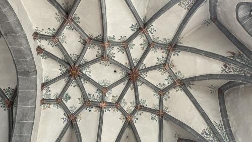 Haspelstern in der Kirche von Ramosch. Diese Gewölbeart findet sich im Alpenraum fast ausschliesslich in Bündner Kirchen. Foto: Walter Isler