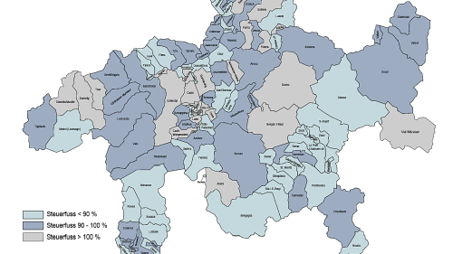 Üna survista dals peis d’impostas i’l Grischun da l’on 2020 (grafica: Uffizi da cumüns GR).