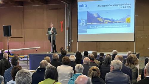 Christian Brantschen, der Vorsitzende der Flughafenkonferenz, begrüsste die Anwesenden. Foto: Andrea Gutgsell