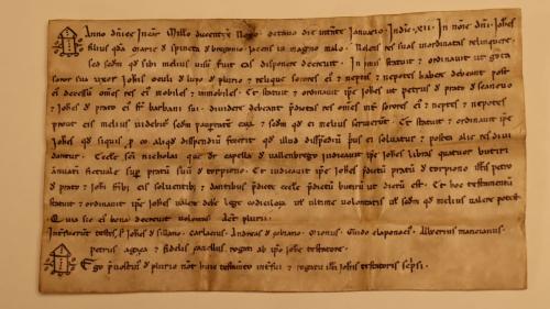 Il testamaint da Piuro datescha da l’an 1209 ed es il pü vegl documaint in l’Archiv dal stedi dal Grischun (fotografia: Martin Camichel).