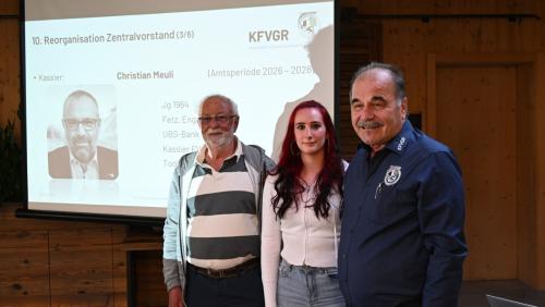 Der Kantonalvorstand:  Kassier Christian Meuli (abwesend), Beat Lanz (Regionenvertreter), Domenica Battaglia (Kommunikation) und Präsident Radi Hofstetter. Foto: Walter Candreia/Bündner Fischer