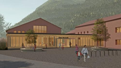 Visualisaziun dal proget da renovaziun pella scoula a Müstair chi prevezza investiziuns da 6,9 milliuns francs. La votumaziun correspundenta ha lö als 25 da mai (fotografia: mad).