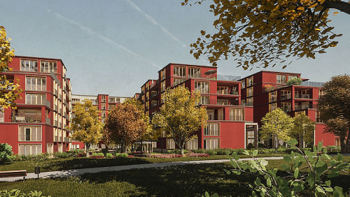 Circa uschea pudess la surfabricaziu rumantscha ad Oerlikon as preschantar, ingio cha l’ambaschada rumantscha fa quint da surgnir in avegnir localitats  per seis adöver (visualisaziun: Bauman Roserens Architekten / BGZ Baugenossenschaft Zentralstrasse).