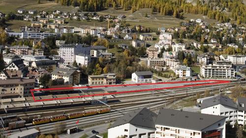 Ansicht des geplanten Verwaltungszentrums auf dem Bahnhofareal in Samedan. Foto: RhB/Archiv