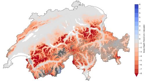 Cun quista grafica pon gnir demuossadas las tendenzas e las quantitats da naiv per tuot la Svizra in detagl. Uschea es eir la gronda differenza tanter regiuns bassas ed otas visibla in ün’ögliada. grafica: Christoph Marty/SLF