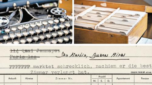 20 000 Karteikarten aus dem Grand Hotel Waldhaus in Vulpera konnten vor dem Brand gerettet werden. Für die ausführliche Recherche wurde das ganze Team der EP/PL-Redaktion nun für den Swiss Press Award nominiert. Fotos: Lois Hechenblaikner, Dan Zaugg