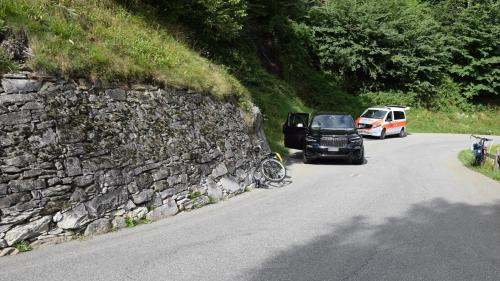 Der Unfallort auf der Talfahrt von Soglio.