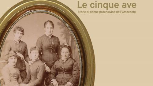 Sülla fotografia as vezza davant da schnestra ad Angelina Pozzy-Olgiati, Eugenia Semadeni-Olgiati e Orsola Lardelli-Lardelli; davovart da schnestra a Leonita Jochum-Olgiati ed Angelina Olgiati-Lardelli (fotografia: mad).