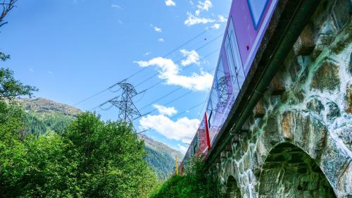 Die 380-kV-Höchstspannungsleitung der Swissgrid über den Albulapass quert im Gebiet Agnas zwischen La Punt und Bever auch das Trassee der 
Rhätischen Bahn. Fotos: Jon Duschletta