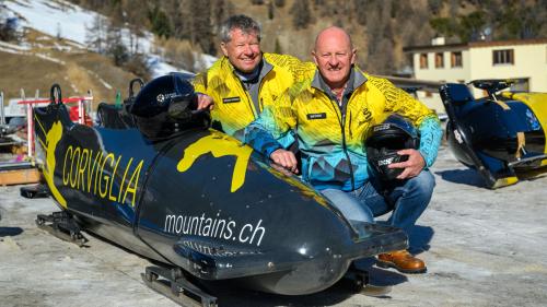 Nach 4500 Fahrten im Eiskanal beenden Christian Meili (rechts) und Anschieber Adriano Testorelli ihre Karrieren
 im Bob-Sport. Foto: Giancarlo Cattaneo