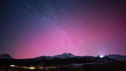 Polarlichter über Ftan und Motta Naluns. Foto: Mayk Wendt