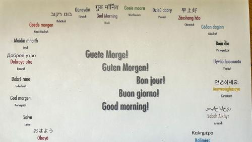 "Bun di!" in üna part da las raduond 7000 linguas maternas dal muond. fotografia: Jon Duschletta 
