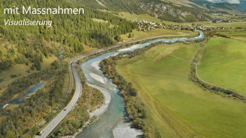 Zieva la renatüralisaziun dess l’En a La Punt darcho pudair meandrer tres la champagna scu avaunt bundant 170 ans (fotografia: Eichenberger Revital).