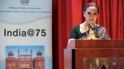 Die indische Botschafterin wurde am Mittwochnchmittag im Badrutt's Palace willkommen geheissen. Foto: fotoswiss.com/Giancarlo Cattaneo